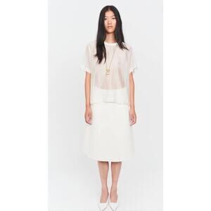 The Garment Kelly A Line Satin Finish Skirt in Ivory UK 4 US 0